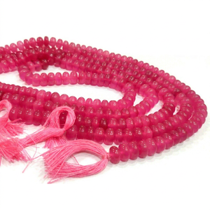 Perles de pierres précieuses en quartz tourmaline rose naturel, forme rondelle, vendues par brin de 8 pouces de long - Product Image 1