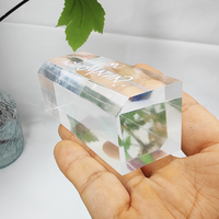 Bloc d'affichage carré transparent en PVC écologique, portable, amovible, 2x2x1 pouce, cube en acrylique poli, support d'affichage pour vêtements, vente en gros