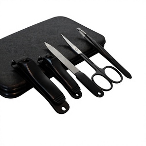 Professional Luxurious Stainless Steel <b>Manicure</b> <b>Kit</b> 7 in 1 Nail Clippers Scissors Travel Case Portable Adult Use Grooming Set - Product Image 2
