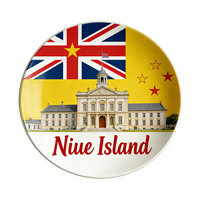 Assiette Souvenir Personnalisée Créative Style Samoa Îles Vierges Tokelau Île de Niue, Céramique Ronde, Design Personnalisé