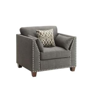 DB Laurissa Light Charcoal Linen <b>Armchair</b> with 3 Pillows <b>for</b> <b>Living</b> <b>Room</b> Decor - Product Image 1