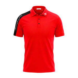 Polo à manches courtes pour homme, turquoise et noir, en polyester tricoté, séchage rapide, vêtement de sport décontracté, logo sur la manche gauche - Product Image 6