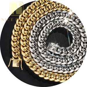 Collar chapado en oro de 18K, cadena de eslabones cubanos de calidad 5A + CZ, collar de moda Hip Hop de acero inoxidable 316L para hombres y <span class=keywords><strong>mujeres</strong></span> - Product Image 1