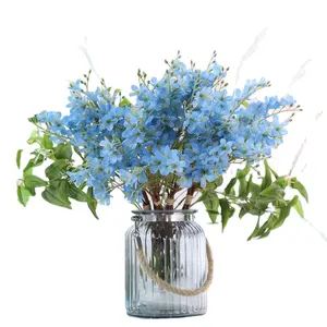 2022 hot sale factory price high quality artificial flower home decoration mini yellow blue artificial flower with pot