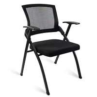 Chaise de formation moderne pliable en maille pour cadres, avec siège rembourré, accoudoirs et tablette d'écriture optionnelle, vente en gros usine pour conférences