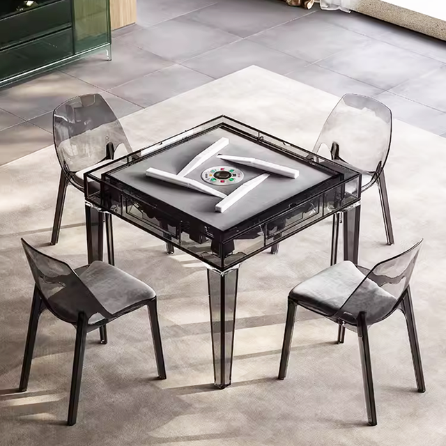 Automatic Electric Luxury Modern Acrylic American Gambling Table Mahjong Poker 2-in-1 4-Player Set Customizable Cloths