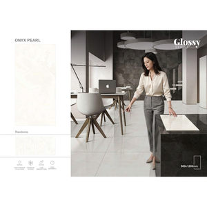 Dark Gray Marble Look Porcelain Tiles 24x48 Inch Polished <b>Floor</b> Wall for Commercial Interiors - Product Image 3