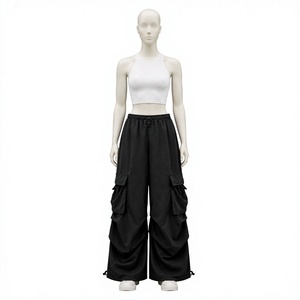 Pantalones Cargo Holgados de Moda, Estilo Urbano y Techwear, de Pierna Ancha, Multibolsillos, de Cintura Alta, Tácticos, Sueltos, Estilo Y2K, Tipo Paracaídas 2026 - Product Image 1