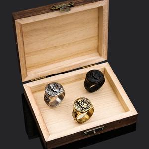 Anillo de martillo Thor Vintage vikingo de acero inoxidable con garantía comercial, colgante de cabeza de Lobo nórdico, accesorio religioso para hombre, aleación hecha - Product Image 5