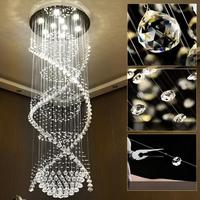 Lustre suspendu en cristal long pour escalier duplex, lampe LED rotative moderne et minimaliste pour salon et villa