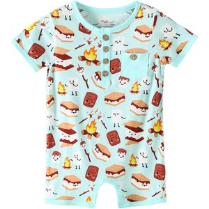 Mono de Manga Corta para Bebé Niño, Estampado, de Fibra de Bambú, Transpirable, Ligero, para Niños Pequeños - Product Image 1