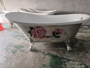 <span class=keywords><strong>Baignoire</strong></span> italienne autoportante ovale en acrylique avec contour en mosaïque, petite <span class=keywords><strong>baignoire</strong></span> en acrylique - Product Image 2