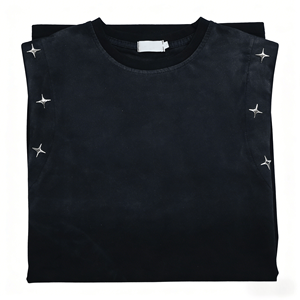 เสื้อยืดคอกลมทรงโอเวอร์ไซส์สำหรับผู้ชาย แบบลำลอง ไม่มีแขน ผ้าคอตตอนถัก 100% น้ำหนัก 240 กรัม ระบายอากาศได้ดี สีพื้นแบบฟอกกรด - Product Image 4