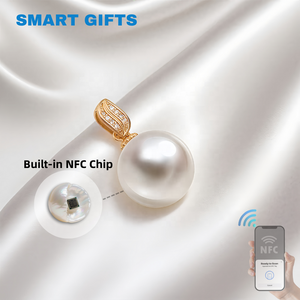 Lüks 13.56MHz paslanmaz çelik NFC kolye kolye imitasyon inci onun RFID yenilik noel tatil takı hediye - Product Image 1