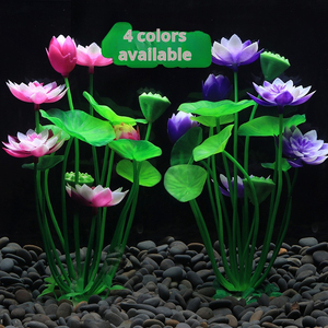 Décorations lumineuses écologiques en plastique en forme de lotus <span class=keywords><strong>pour</strong></span> aquarium, forme irrégulière, <span class=keywords><strong>pour</strong></span> salon, plantes aquatiques, emballées en <span class=keywords><strong>sac</strong></span> - Product Image 3