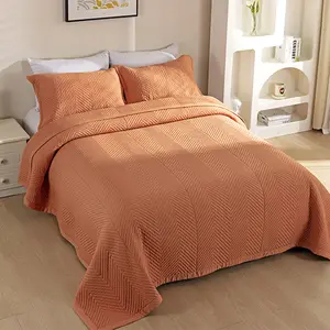 Juego de 3 piezas de ropa de cama de color sólido simple, edredón de aire acondicionado acolchado de verano, juego de colcha de fibra de bambú