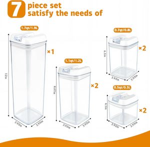 Contenedor de Almacenamiento de Alimentos Multifuncional de Plástico PP Transparente Cuadrado Pequeño Hermético de Fácil Apertura, 7 Piezas, Organizador de Refrigerador Personalizado - Product Image 2