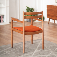 Chaise de salle à manger moderne en frêne rouge marron orange sac souple coussin en cuir pour restaurant hôtel villa meubles de chambre à coucher