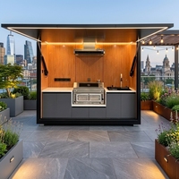 Bar de piscine extérieur, cuisine extérieure, station de boissons modulaire préfabriquée en acier étanche pour hôtel de luxe