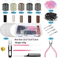 Colección de Herramientas Profesionales para Extensiones de Cabello, Kit de Instalación de Extensiones de Cabello con Punta I y Micro Link, con Almacenamiento Portátil para Uso Doméstico