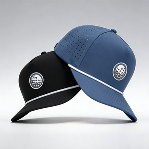 Club Company Customized Sports Waterproof 5 Panel Baseball Cap Hydro Breathable Rope Golf Hats with Rubber/PVC Logo Gorras - Product Image 1