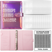 100 EnvelopeChallenge livre à feuilles mobiles classeur PU couverture cahier planificateur d'argent livre livre livre de conservation