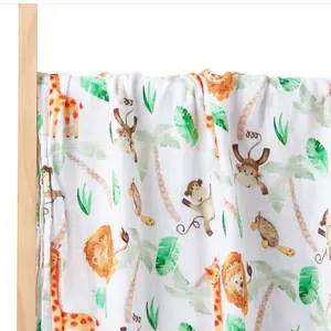 Bebê bonito animal impressão musselina swaddle cobertor bambu algodão bebê musselina envoltório amostra grátis