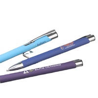 Stylo bille personnalisé en métal avec logo, encre noire 1,0 mm, revêtement en caoutchouc souple, cadeau promotionnel d'entreprise