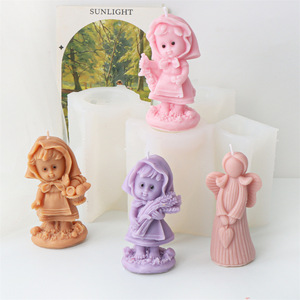 Molde de Silicona <span class=keywords><strong>3D</strong></span> de <span class=keywords><strong>Caperucita</strong></span> <span class=keywords><strong>Roja</strong></span> con Frutas, Molde de Resina para Figura de Niña, para Arte y Decoración del Hogar - Product Image 2