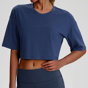 Maglietta Estiva YY in Modal e Cotone per Fitness, Casual, Larga, con Collo Tondo e Maniche a Tre Quarti, Top Corto per Yoga e Pilates da <span class=keywords><strong>Donna</strong></span> - Product Image 4
