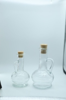 Bouteille en verre transparent de 260 ml avec poignée pour la cuisine, le barbecue, l'huile d'olive, le vinaigre, les liquides, les assaisonnements, avec bouchon verseur et bouchon en liège