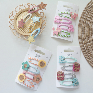 Pinzas para el Cabello con Flores y Estrellas de Dibujos Animados para Niñas, Horquillas de Plástico Hechas a Mano, Estilo Dulce, con Brillantina, Diseño de Fábrica - Product Image 3