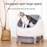 Toilette pour chat électrique intelligente en plastique ABS, modèle C, entièrement automatique, avec pelle intégrée, extra large, ovale, vente en gros, OEM