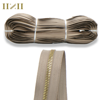 Vente flash 5 #   Fermetures éclair colorées au mètre, fermeture éclair en nylon personnalisée, chaîne longue pour bagages, dents en métal argenté, ruban de fermeture éclair en nylon