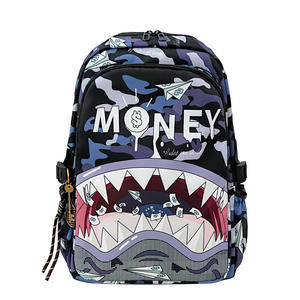 Nouveau Sac à Dos Scolaire Léger et Coloré avec Fermeture Éclair, Motif Requin Imprimé, Grande Capacité, Personnalisé, Dessin Animé Tendance, Double Bretelle - Product Image 4