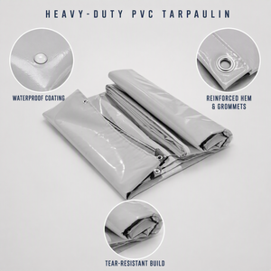 Bâche de protection extérieure en PVC gris imperméable, tissée, style uni, 200 g/m², largeur 120 pouces - Product Image 2