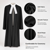 Robe de clergé noire à manches longues, couleur unie, pour pasteur, chorale et personnel d'église, avec logo brodé personnalisé à l'intérieur