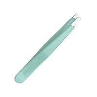 Pinzas para Cejas de Acero Inoxidable de Primera Calidad, Color Azul, con Logotipo Personalizado, Punta Curva, Borde Puntiagudo, Ligeras, para Pestañas