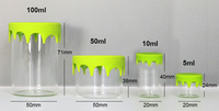 Personnalisé 5ml 10ml 50ml 100ml Rond Transparent Stockage Mini Cachette Concentré Petit Bocal En Verre De Silicone Avec Couvercle De Silicone