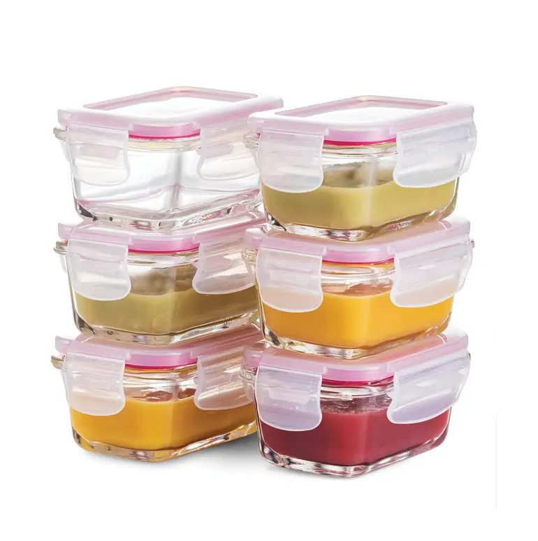 Glass Baby Food Container Microwave Safe Baby Food Storage Containers Mini Lunch Box With Lid