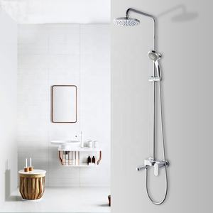 Columna de <span class=keywords><strong>ducha</strong></span> termostática italiana cromada de un solo grifo, montada en la pared con barra deslizante, diseño moderno - Product Image 3