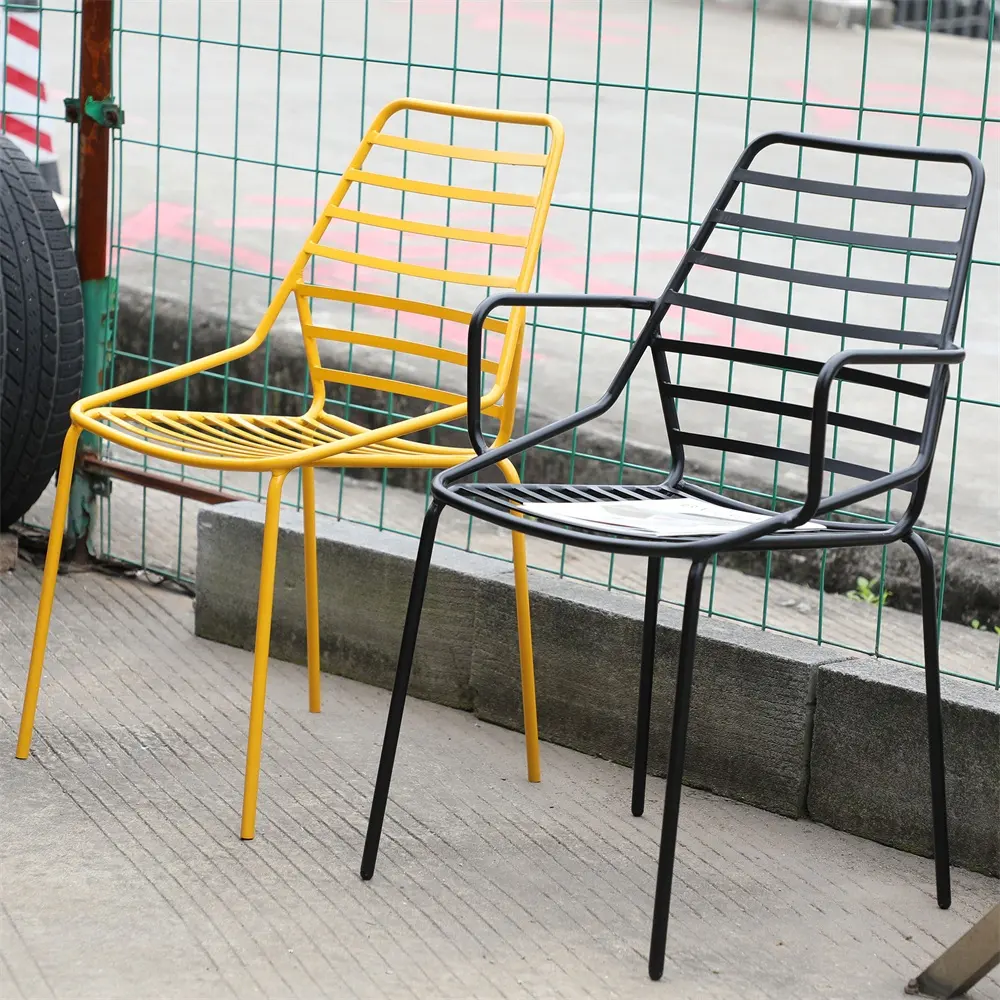 Malha de ferro moderna para jardim, quadro de metal para cadeiras de jardim ao ar livre
