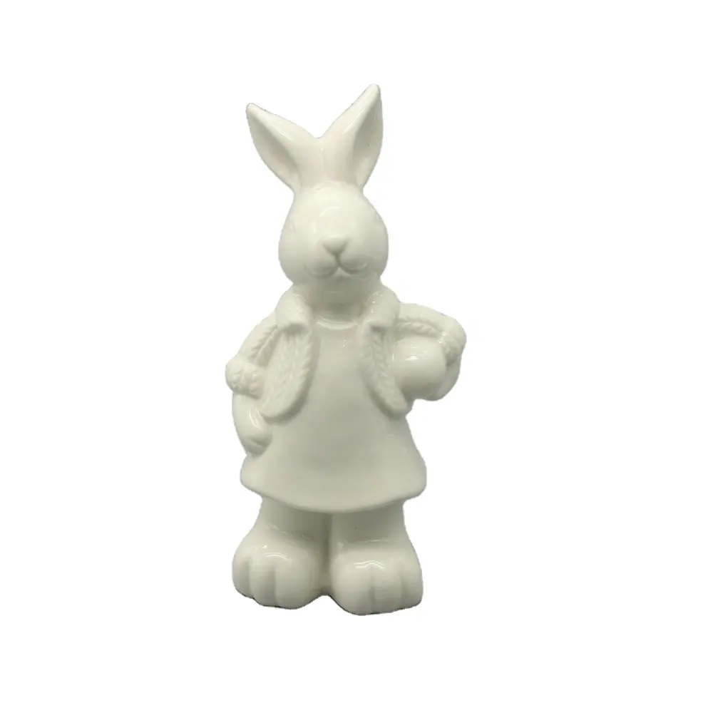 Weiß glasierte Keramik Kaninchen form niedlichen Wohnkultur Tiers tatue Oster geschenke