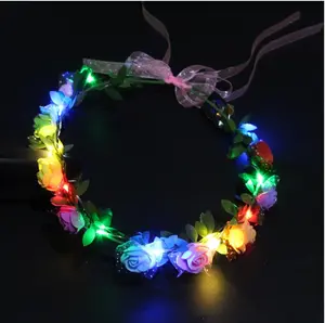 Coroa de led iluminada para cabeça, guirlanda luminosa para festa de aniversário e casamento, com glitter piscando