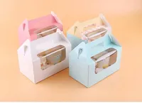 Caja para Cupcakes con Ventana Transparente, Caja para Pastel de Cartón Blanco, Caja para Pastel de Papel de Colores