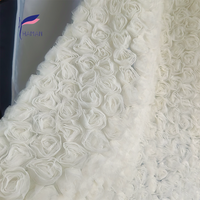 Haute qualité 3D Rose fleur maille broderie dentelle tissu nouveau Design à la mode Jacquard pour robes de mariée enfants Tutu