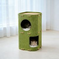 Maison pour chat en feutre double couche, vente en gros, 2 étages, grotte verticale pour chat, lit pour chat détachable, abri fermé pour chat d'intérieur, OEM ODM