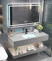 Meuble-lavabo mural 2025 au design moderne et personnalisable avec vasque en céramique, miroir intelligent et entretien facile pour salle de bain d'hôtel