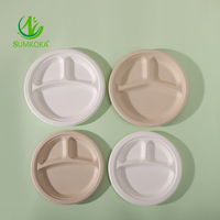 Assiettes en papier bagasse biodégradables Sumkoka 100% compostables 6/7/9/10'' personnalisées, écologiques, sans PFAS