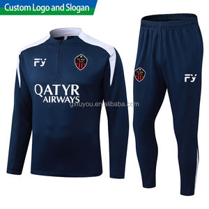 무료 배송 남성 축구 클럽 하프 풀 긴팔 트레이닝 셔츠 저지 100% 폴리에스터 글리터 프린트 - Product Image 1